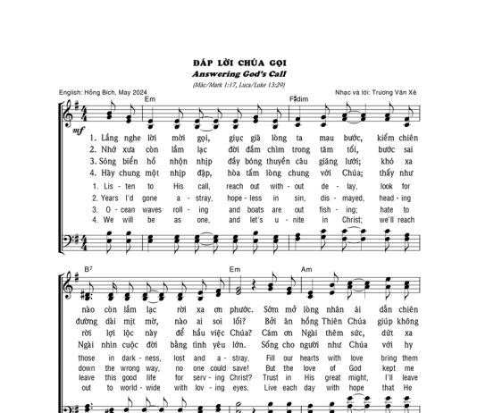 Bài hát: ĐÁP LỜI CHÚA GỌI